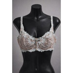Lunaire Bra Womens 36DD Blue Nude Floral Lace Sheer Underwire Unpadded Intimate